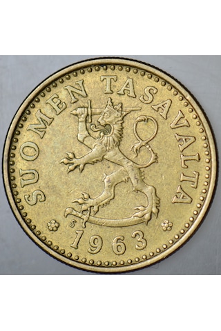 Finlandiya 10 Pennıa 1963 Basıldığı İlk Yıl.