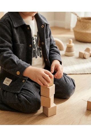 %100 Pamuk Erkek Çocuk Bayramlık 3 Lü Takım Ceket Tişört Pantolon Şık Yeni Sezon Çocuk Takımı Siyah