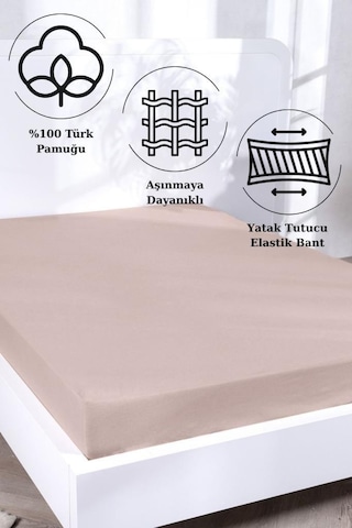 Aç-tak Lastikli Tek Kişilik Çarşaf 160x200+30 Cm Polycotton Matriss Serisi Krem