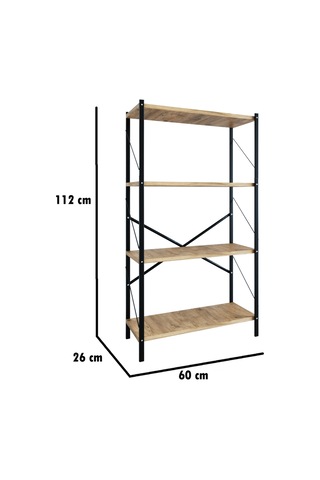 Dört Katli Çok Amaçli Rafli Kitaplik Syah Profil Çam Sunta 60x24x115 Cm Mtl018 Siyah-çam