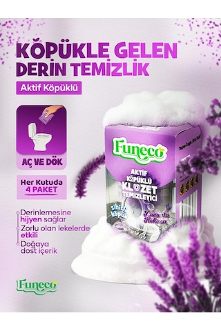 Funeco Klozet Tuvalet Wc Temizleyici, 300g, Aktif Köpüklü, Ekolojik Doğa Dostu, Aylık Paket, Lavanta