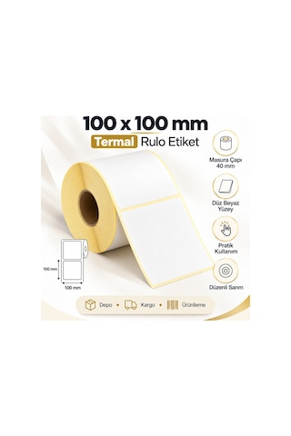 100x100 Mm Rulo Ribonsuz/ Termal Barkod Etiketi 40 Mm Masura 500 Sarım 500 Adet