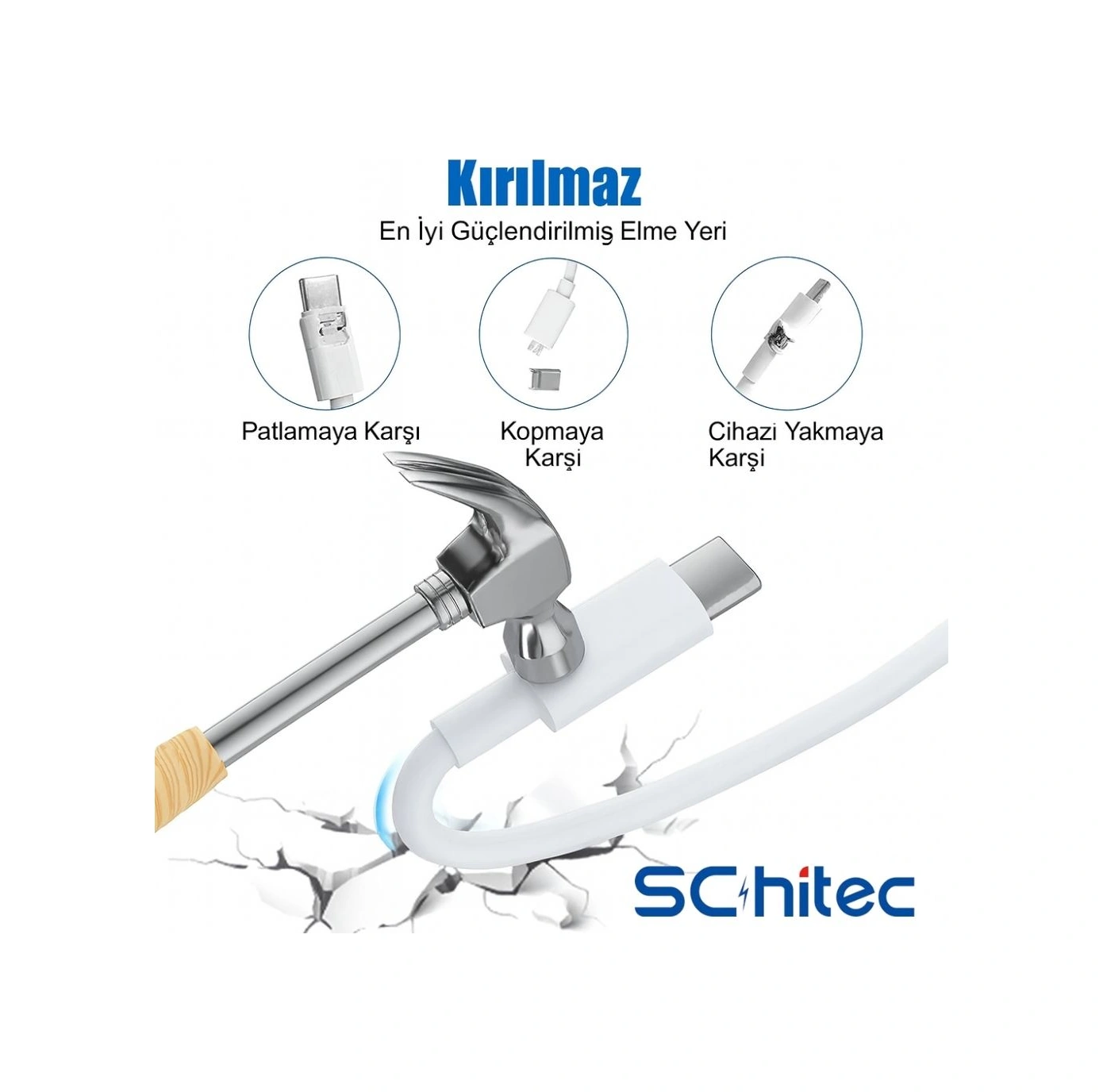 Schitec 6a 100w Type-c To Type-c Hızlı Data Ve Süper Şarj Kablosu 2 Metre Beyaz Sx20