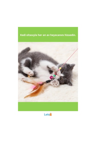 90 Cm Esnek Kedi Oyun Oltası Renkli Ve Eğlenceli