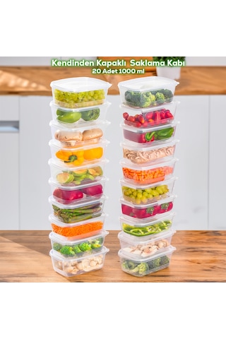 Porsima 1072 20'li Kendinden Kapaklı Buzluk Saklama Kabı 1 Lt