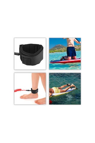 Konesam Sörf Ayak Bileği Kayışı - Tpu Ve Naylon Malzeme, 1.2m Uzunluk, Siyah - Mh17091