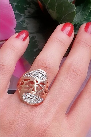 Zirkon Taşlı 925 Ayar Gümüş Rose Yüzük 19