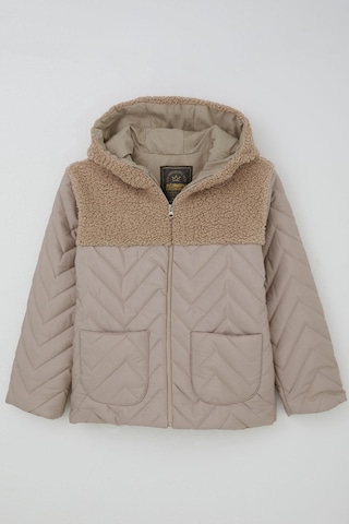 Reycan Erkek Çocuk Kapitone Mont Fermuarlı Peluş Detaylı 5-8 Yaş, Taş Taş