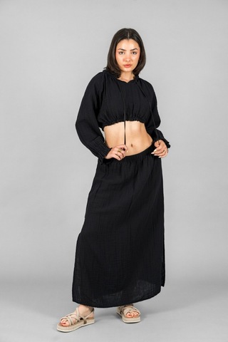 Reglan Kol Crop Siyah