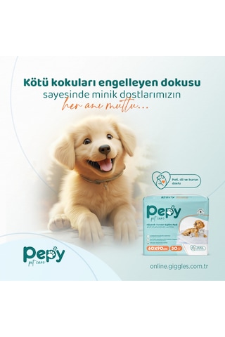 Pepy Pet Care Pepy 60x90 Hijyenik Tuvalet Eğitim Pedi 30'lu 3 Paket 90 Adet