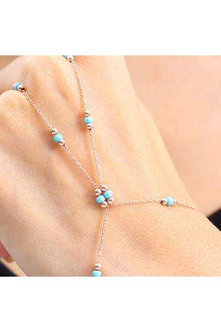 Turkuaz Boncuk Detay Rose Renk Gümüş Şahmeran Rose Gold