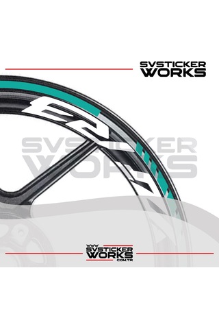 Yamaha Yzf-r3 Yazılı Jant Sticker Dış Ve İç Set Sticker Jant Şeridi Turkuaz