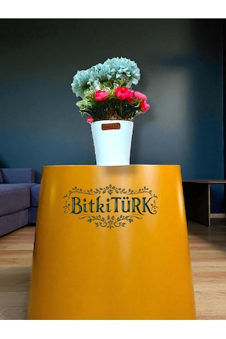 Bitkitürk-seramik Saksıda Yapay Çiçek Aranjmanı Ofis Salon Hed...