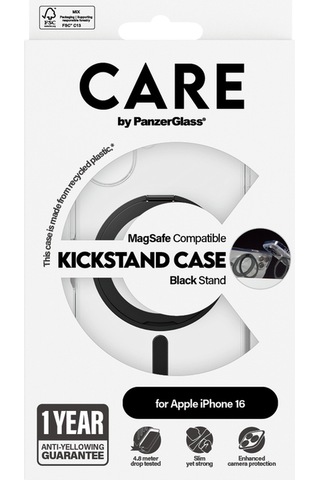 Care By Panzerglass Apple Uyumlu iPhone 16 Feature Kickstand & Magsafe - Siyah Kılıf Siyah