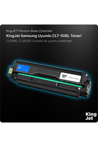 Kingjet Samsung Uyumlu Clt-c506l Yüksek Kapasiteli Mavi Cyan Çipli Uyumlu Toner Clp-680dw