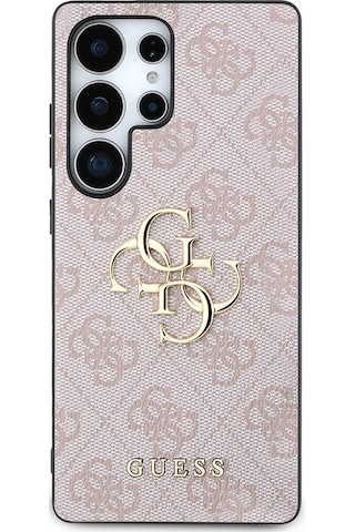 Galaxy Uyumlu S25 Ultra Kılıf Guess Lisanslı Pu Deri 4g Desenli Metal Büyük 4g Ve Yazı Logolu Kapak Pembe