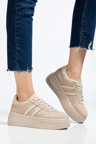 Bahrina Kadın Kalın Tabanlı Sneaker Bej Süet Bahrina Kadın Kalın Tabanlı Sneaker Bej Süet