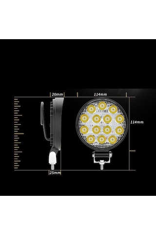 Off Road 14 Led 42 Watt Yuvarlak Traktör Tır Kamyon Tekne Sis Farı Projektör Çalışma Lambası