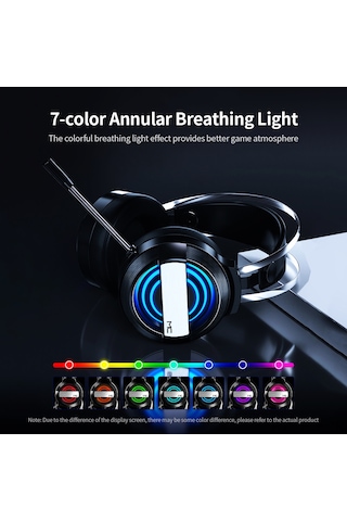 Xindoker Oyuncu Kulaklığı, Mikrofonlu, 50mm Hoparlör, Çift Delikli Renkli Işık, Siyah, Bilgisayar/notebook Uyumlu