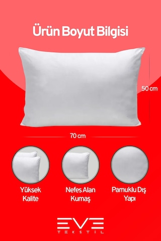 Eve Tekstil Micro Silikon Elyaf Nonwoven Yıkanabilir Antialerjik Yastık 6'lı 50 x 70 CM 700 G Beyaz