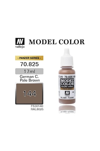 Vallejo 70825 18 Ml. 144 German Cam. Pale Brown-matt, Model Color Serisi Model Boyası-31627