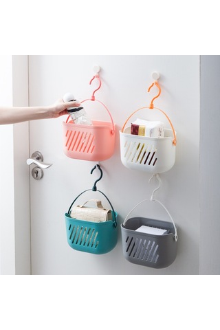 Yunboo Duvarlı Banyo Organizer Plastik Depolama Sepeti - Çeşitli Eşyaları Tutabilir, Kolay Kurulum, Dayanıklı Malzeme Gri Gri