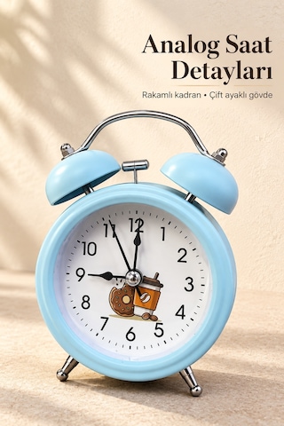 Tek Desenli Kadranlı Analog Masa Saati Alarm Özellikli Najmaddin Diğer