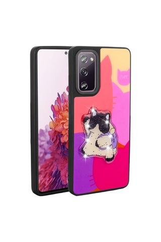 Zore Samsung Galaxy Uyumlu S20 Fe Kılıf Parlayan Kabartmalı İkonik Figürlü Omsy Amas Silikon Kapak - Beyaz