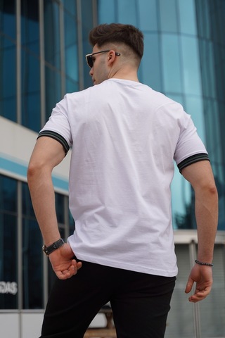 Madmext Beyaz Basic Erkek Tişört Beyaz