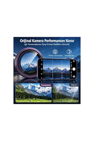 Coverzone Apple Uyumlu iPhone 18 Pro Max İle Uyumlu Kamera Lens Koruyucu Temperli Cam Çizilmeye Dayanıklı Şeffaf Kamera Koruma Camı Hsnx1 Burgonya