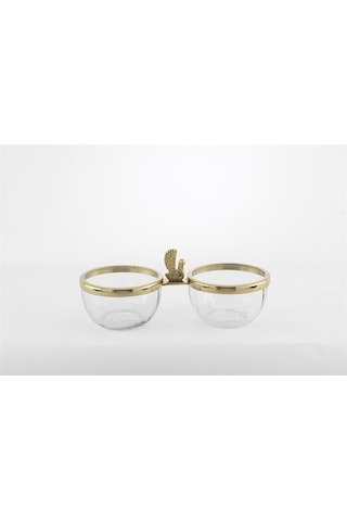 Mikasa Moor Gold Metalli 2 Bölmeli Cam Çerezlik 25x11x10cm Gold