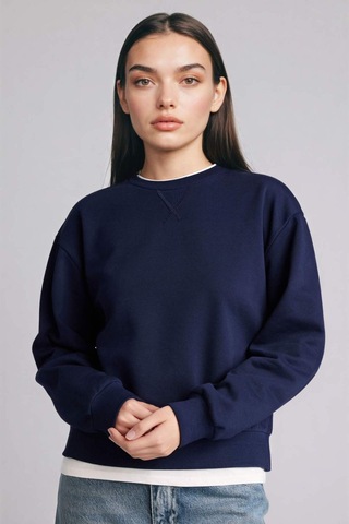 Defacto Relax Fıt Basıc Düz Kalın Sweatshirt Kumaşı Sweatshirt H2149ax25wnnv251 Lacivert-nv251
