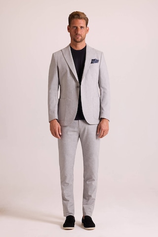 Ysf Erkek Gri Regular Fit Sivri Yaka Keten Takım Elbise Gri