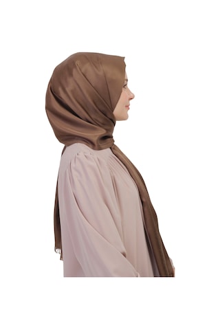 Çift Taraflı Düz Jakar Şal Parlak & Mat Dokulu, Özel Gün Şalı, Düz Renk KAhverengi