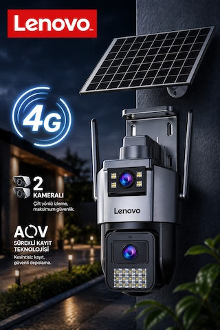 2 Kameralı Sim Kartlı Solar Panelli Aov Sürekli Kayıt Yapabilen Gece Görüşlü Güvenlik Kamerası