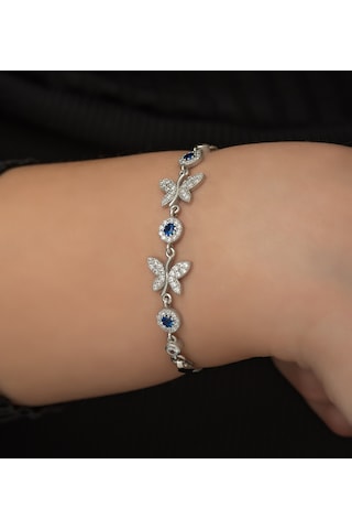 925 Ayar Gümüş Çift Kelebek Bileklik Kadın Gümüş Bileklik