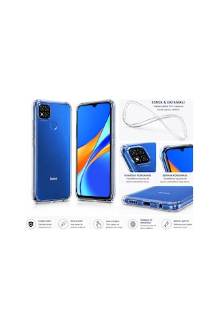 Logis Xiaomi Redmi 9c Uyumlu Şeffaf Silikon Kılıf Kamera Korumalı Darbe Emici İnce Esnek Tpu Telefon Koruyucu Kapak