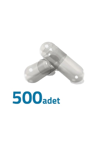 Orta Boy Şeffaf Boş İlaç Kapsülü 0'' 500 Adet-600mg Helal Sertifikalı