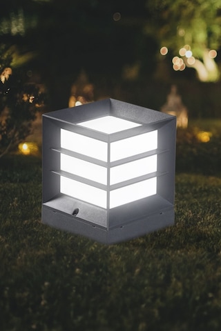 Antrasit Renk Izgaralı Kare Küp Bahçe Armatürü Set Üstü Aplik Diğer
