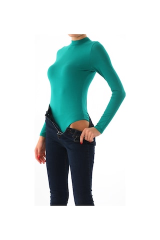 Penyebizden Kadın Viskon Boğazlı Çıtçıtlı Zıbın Body-yeşil