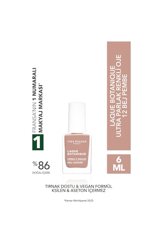 Yves Rocher Laque Botanique Ultra Parlak Renkli Vegan Oje - 12 Bej Pembe Tırnak Dostu & Vegan