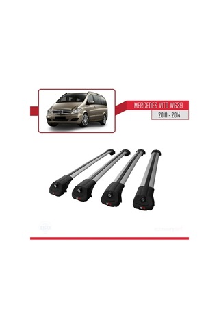 Mercedes Vito W639 2010-2014 Arası İle Uyumlu Ace-1 Ara Atkı Tavan Barı Gri 4 Adet Bar