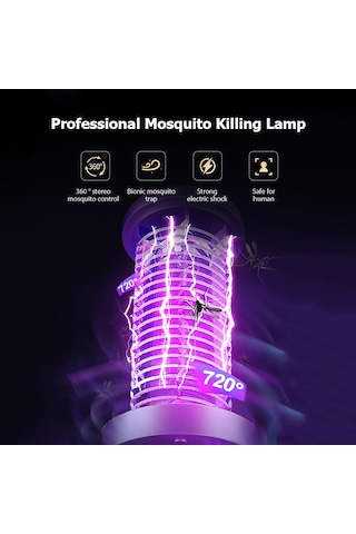 Mufunye Usb Şarjlı Led Akıllı Sinek Öldürücü, Işıklı Sönük Işık Ve Sinek Tutucu 2'li Birleşik, Dahili Li-pol Batarya, Siyah