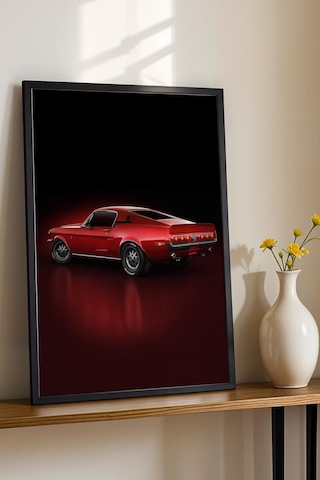 Saturn Ford Mustang Fastback Çerçeveli Tablo Erkek Odası Ve Garaj Dekoru Classic Car Collection