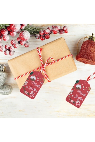 Yılbaşı Mutlu Yıllar Yazılı Hediye Etiketi, Yeniyıl Paketleme Kar