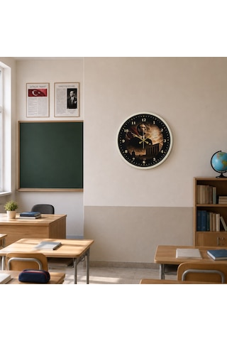 Büro Ev Ofis Hediyesi İçin 36cm Krem Legacy Ulu Önder Duvar Saati Diğer