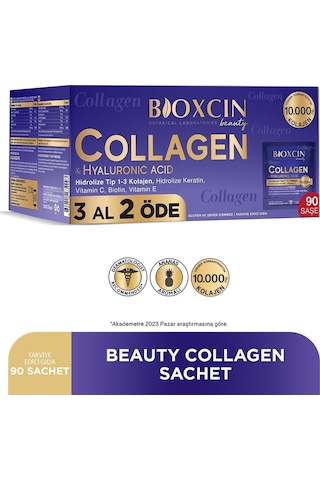 Bioxcin Beauty Collagen Toz Saşe 10.000 Mg 3 Al 2 Öde Tip 1 - Tip 3 Hidrolize Kolajen - Keratin