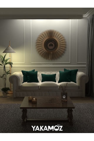 Br Yakamoz Zümrüt Yeşili Kırlent , Yastık Kılıfı Kadife Görünümlü Velvet Touch Serisi Zümrüt Yeşil