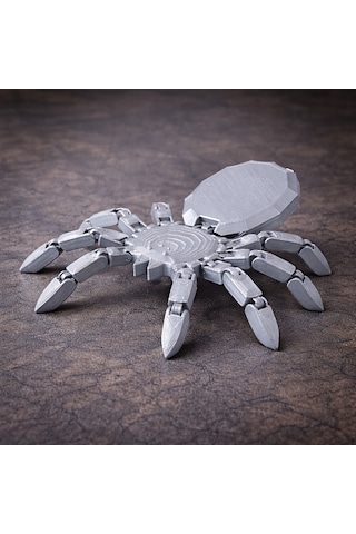 3d Baskı Hareketli Örümcek Figür Gümüş Silk Pla Parlak 15x20 Cm Büyük Boy Eklemli Fidget Oyuncak Masa Dekoru & Koleksiyonluk