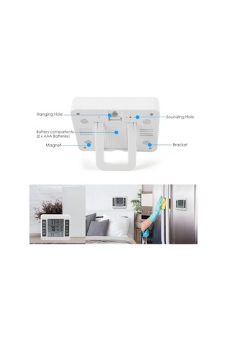 Besthome1 Kablosuz Sesli Alarmlı Dijital Buzdolabı Termometre Beyaz